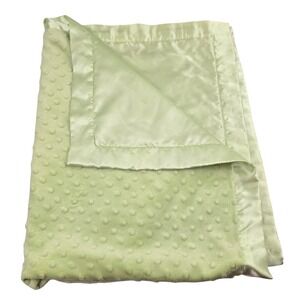 Just one Year Carters Soft Minky Dot Blanket Light Solid Green Satin Trim Back